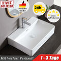 Keramik Waschtisch 60 x 42 cm weiß Waschbecken Aufsatzwaschtisch Möbelwaschtisch