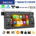 Autoradio Android 12 Carplay GPS BT WIFI KAM DAB+ Für BMW 3er E46 318 320 325 M3