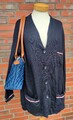 Peter Hahn Damen College Strickjacke Blau Gr. 48 inkl. gesteppter Tasche 