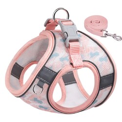Hundegeschirr und Leine Set Reflektierende Mesh Weste Bequem Atmungsaktiv