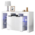 Sideboard Mit LED-Licht Kommode Highboard Anrichte Standschrank Weiß Hochglanz