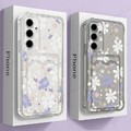 Hülle für Samsung S25 S24 S23 S22 A56 A16 Blumen TPU Kartenfach Mädchen Cover