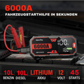 6000A Auto Starthilfe Jump Starter Ladegerät KFZ Booster Powerbank + Tasche
