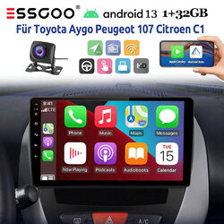 KAM Autoradio 32G Android 13 Für Toyota Aygo Citroen C1 Peugeot 107 GPS NAVI SWC