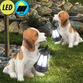 2er Set LED Solar Außen Leuchte Hund Beagle Laterne Deko Licht Garten Lampe