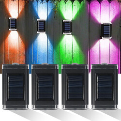 4 Stk LED Solarleuchten Wandlampen Zaunleuchte Gartenleuchte Außen Treppen Lampe