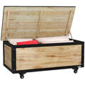 Gartenbox Holz Auflagenbox 121L Aufbewahrungsbox mit Rollen für Balkon Natur
