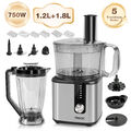 9 in 1 Küchenmaschine Edelstahl StandMixer 750 W Teigmaschine 1.8L+1.2L Mixer