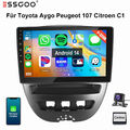 32GB Android 14 Carplay Autoradio GPS KAM Für Toyota Aygo Peugeot 107 Citroen C1