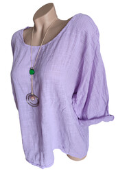 Bluse ITALY T Shirt Tunika Leinen Optik lässige Passform Top Baumwolle 44 46 48