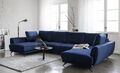 % Polstergarnitur Ecksofa U-Form Schlafsofa Wohnlandschaft Couch Bettkasten BLAU