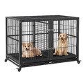 Hundekäfig Klappbar Hundebox mit 3 Türen Transportbox Gitterkäfig Transportkäfig