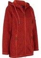 Neu Fleecejacke mit Kapuze Gr. 48/50 Kastanienrot Damen-Jacke Strickjacke