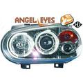 Scheinwerfer Set Passend für VW Golf IV 97-03 Klarglas/Chrom Angel Eyes
