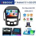 1+32G Android 13 Autoradio Carplay GPS Navi RDS KAM+ SWC Für Hyundai i30 2006-11