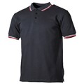 Poloshirt schwarz rot-weiße Streifen mit Knopfleiste