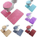 3Tlg.Set Badematte Badvorleger Badgarnitur Rutschfest PVC Badteppich WC-Vorleger