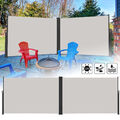 Grau Doppel-Seitenmarkise Windschutz UV-Schutz Sichtschutz Ausziehbar Markise DE