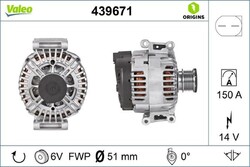 Lichtmaschine Generator 51mm 6 Rillen 150A VALEO für MERCEDES C-KLASSE (W204)