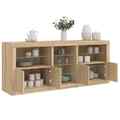Sideboard mit LED-Leuchten Küchenschrank Badezimmerschrank Aufbewahrungsschrank