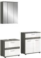 xonox.home 3 tlg. Badmöbel-Set Unterschrank Kommode Spiegelschrank Rauchsilber