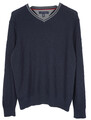 Tommy Hilfiger Pullover Herren M Baumwolle Strick V-Ausschnitt Dunkelblau