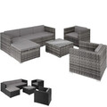 Polyrattan Sitzgruppe Lounge Gartenmöbel Set Garnitur Sofa 2 Sessel Hocker Tisch