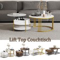 Couchtisch Rund 2er Set Beistelltisch Wohnzimmertisch Sofatisch mit Stauraum