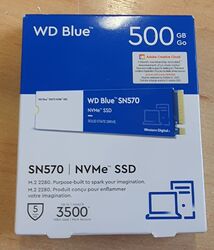 WD 500GB BLAU SN570 NVME M.2 2300 MB/S INTERNE SSD WDBB9E5000ANC-WRWN