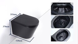 Spülrandlos Schwarz Wand WC-Hänge WC-Spülrandloses Toilette Softclose WC-Sitz
