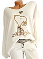 🧡Damen Pullover Srick Pulli kuschelweich warm Snoopy mit Glitzer 🧡 5035 creme