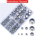 Edelstahl Selbstsichernde Muttern mit Nyloneinsatz - 200 Stück Set M2-M12