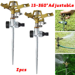 2Stk Rasensprenger Garten Metall Impulsregner Rasen Sprenger Sprinkler 15-360°