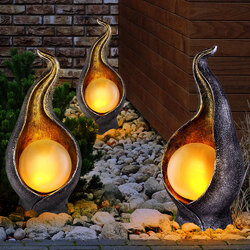 Außenleuchte Solarlampe Gartendeko LED Flamme Terrasse Hof silber gold 3er Set