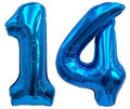 Folienballon Zahl 14 XL Blau Zahlenballon Luftballon Geburstag Party Nummer 