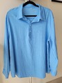 Tunika Bluse Gr. XXL hellblau Leinen-Baumwollmischung Knopfleiste 
