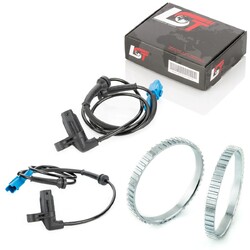 2x ABS-Sensor und ABS-Ring Set vorne Drehzahlgeber 48 Zähne für PEUGEOT 206 206+