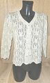 Peter Hahn leichte Strickjacke beige Baumwolle 36 Ajourmuster Lochmuster