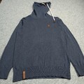 Naketano Herren Pullover Größe XL Slim Fit Blau Baumwolle Rollkragen Sweatshirt