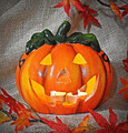 ❀ Tolles Kürbis Windlicht 18cm Keramik Halloween Kürbiskopf Teelichthalter #Ho