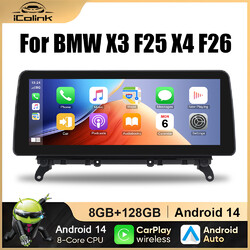 12,3 Android 14 Autoradio 8Kern 64GB 1920*720 GPS Navi für BMW X3 F25 X4 F26 NBT