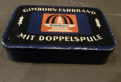 Alte Blechdose Gimborn Schreibband ca. 1930 ca. 9x6x2 cm Reklame