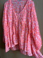 Italy Damen Bluse Hängerchen Tunika langarm Leopard pink orange Gr. 38 - 44
