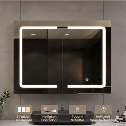 LED Spiegelschrank Badezimmerspiegel Badschrank mit Beleuchtung 2 Spiegeltüren