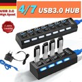 USB 3.0 Hub 4/7 Port Splitter Adapter mit Aktiv Netzteil Verteiler für PC Laptop