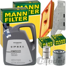 MANN INSPEKTIONSPAKET+5L ORIGINAL 0W-20 ÖL passend für VW GOLF 6 1.2+1.4 TFSI