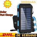 Solar PowerBank 30000mAh Tragbar Externer Batterie Ladegerät Handy Schnellladen