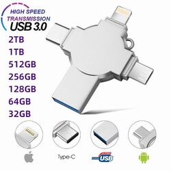 4in1 USB3.0/Micro USB/Type-C/Lighting OTG Speicher Stick für Apple Samsung PC