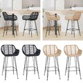 Barhocker 2er Set Barstuhl mit Rattenoptik Tresenhocker mit Rückenlehne Barstuhl