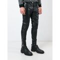 Lederhose Herren Hose Slim Biker Fit Herren Jeans Style Real Black 103
